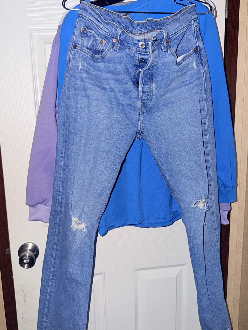 Levi's Light Blue Straight-Leg Distressed Jeans